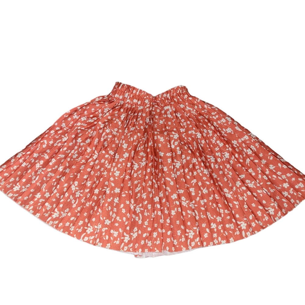 Zara orange white blossom pleated almost full circle skirt 116cm 6 kids